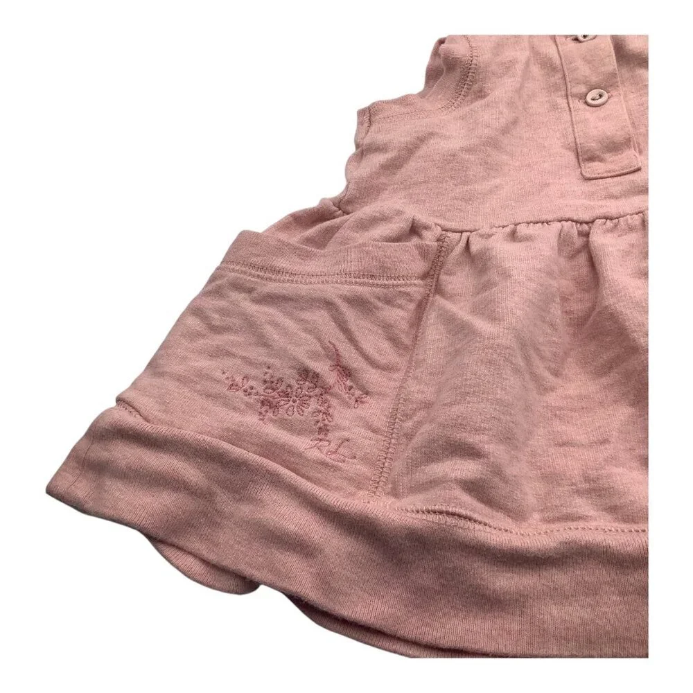 Ralph Lauren Hooded Dress GirlS 9 Months Pink Embroidered Detail Cotton‎